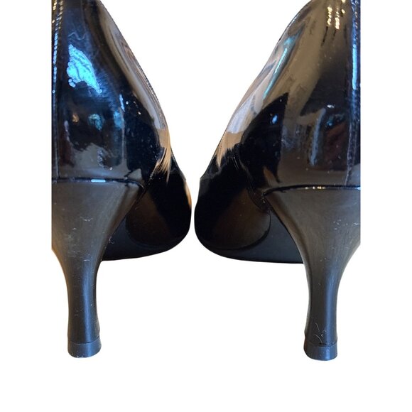 Via Spiga Black Patent Leather‎ Pumps Size 7.5 Heels Career Classic Board Room - Picture 4 of 10